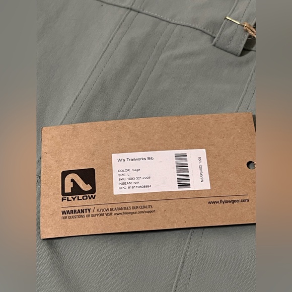 NWT Flylow Trailworks Bib Overalls Sage Green Women’s Size Large - Picture 2 of 8